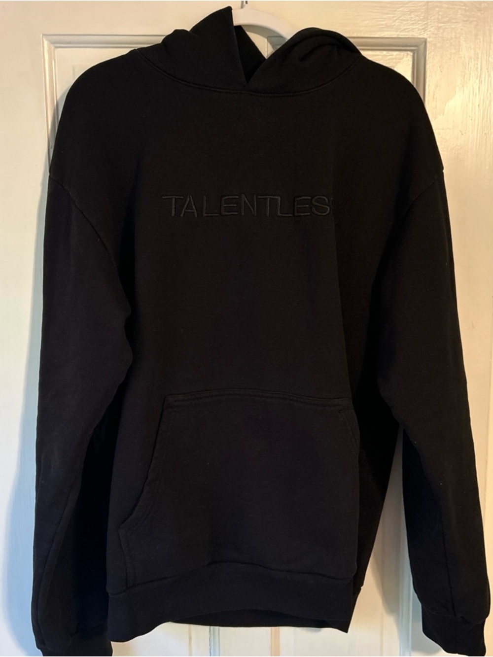 TALENTLESS Black Embossed Logo Crewneck Hoodie